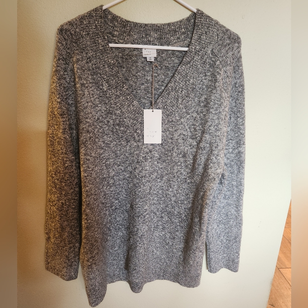 Gray V-Neck Women's Sweater